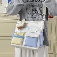 Ins All-Match Versão Coreana Bolsa Mensageiro Menina Bolsa de Ombro Casual Alunos do Ensino Médio Classe Tutorial Sacola