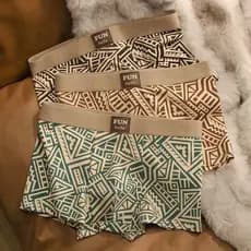 ((Três pacotes) linha geométrica americana roupa interior masculina Retro estilo étnico impresso cuecas boxer masculinas