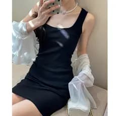 Primavera verão novo estilo Bottoming colete saia feminina vestido de verão mais magro olhar Hip saia textura High-End r