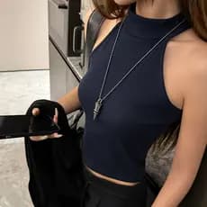 Estritamente selecionado americano quente menina meia gola alta camisola feminina verão novo estilo fundo interno exteri