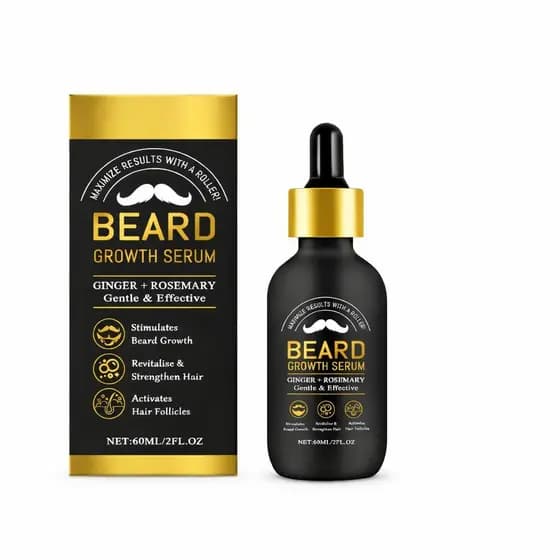 Sérum para Crescimento de Barba para Homens – Óleo de Barba com Gengibre e Alecrim para uma Barba Mais Espessa e Cheia –
