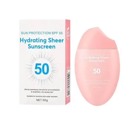 Sunsreen SPF 50+ 50g, Protetor Solar Hidratante e Transparente Sunsreen, Gel Aquoso Leve e à Prova d'Água, Não Oleoso, S