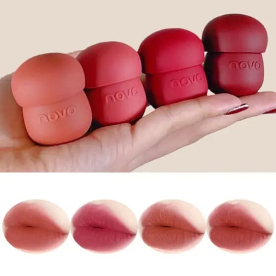 Conjunto de 4 batons líquidos mate Rayberro, conjunto de batons em formato de pinha, batom de longa duração, não pegajos