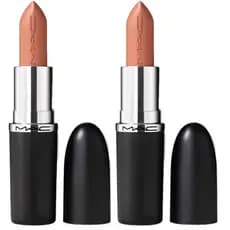MAC Cosmetics M.A.Cximal Sleek Satin Lipstick - 833 Creme D'Nude (bege pêssego claro) - 0,12 oz / 3,5 g (Pacote com 2)