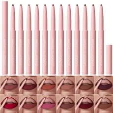 Conjunto de 12 Lápis Labiais Matte, Altamente Pigmentados, de Longa Duração e à Prova d'Água, Kit de Lápis Labiais Ultra