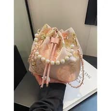 bolsa transversal feminino bolsa feminina Mão transportar pérola novo estilo chinês bordado simples balde saco