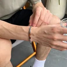 pulseira pulseira masculina Pulseira de ágata vermelha masculina na moda nacional novo estilo chinês rua estilo legal pu