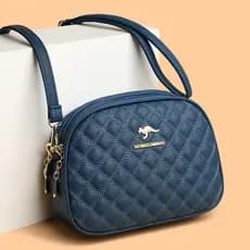 Bolsa bolsa transversal feminino Canguru bordado linha diamante Casual bolsa de ombro couro macio