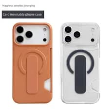 carteira magsafe Porta-cartões transparente adequado para Apple 17promax Capa de telefone magnética carregável iphone16p