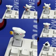 Criativo bonito pequeno cão branco keycap linha filhote de cachorro decoração teclado mecânico casal presente tridimensi