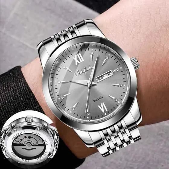 relogio masculino Oco automático puro relógio mecânico masculino duplo calendário relógio masculino All-Match banda de a