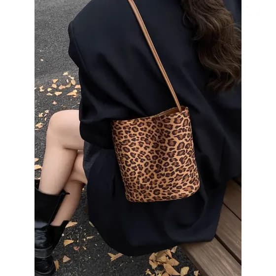 bolsa feminina Bolsa Bolsa balde feminina 2026 outono inverno novo estilo nicho bolsa feminina High-End leopardo impress