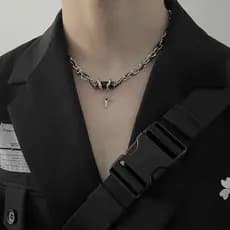 colar femenino colar Enrolamento preto Gem corpo inteiro titânio aço colar meninos meninas High-End estilo masculino na