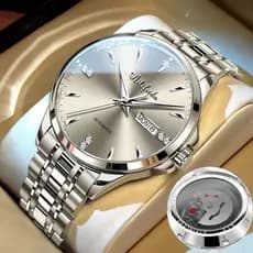 relogio masculino Relógio masculino mecânico automático simples de negócios oco à prova d'água luminoso calendário duplo