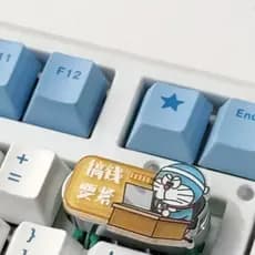 Feito à mão doraemon azul homem gordo doraemon único desenho animado teclado mecânico retrátil Keycap cruz eixo satélite