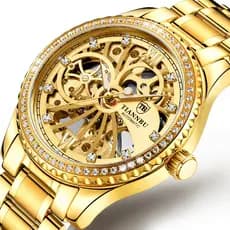 relogio masculino Diamante relógio mecânico automático masculino luminoso à prova dwaterproof água de aço inoxidável oco