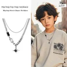 colar aço inoxidável colar Crianças na moda legal colar menino passarela combinando corrente decorativa menino Hip-Hop