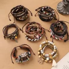 pulseira feminina pulseira Pulseira multicamadas trançada retrô de nicho