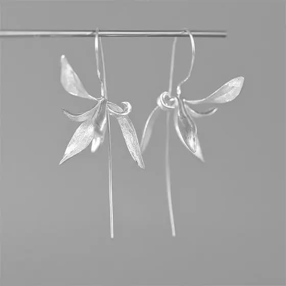brinco de pressao feminino brincos feminino Prata novo estilo chinês orquídea brincos luz luxo nicho Design High-End bri