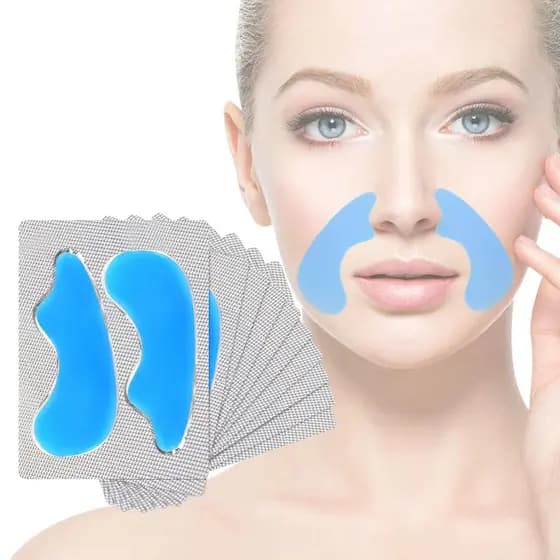 10 Adesivos para Rugas Faciais, Adesivo Hidratante para a Testa, Linha Nasolabial, Linha de Expressão e Pés de Galinha,