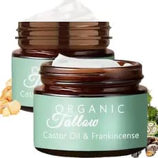 Creme de Cúrcuma Orgânico, Contém Óleo de Rícino e Óleo de Olíbano, Pacote com 2 Cremes de Sebo de Carne Bovina Fresca d