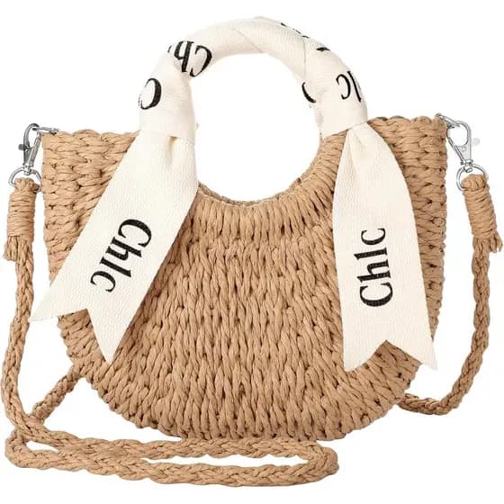 Bolsa de Palha - Adoro tecer bolsas de palha, bolsas de praia, adequadas para férias femininas e uso diário, bolsa de mã
