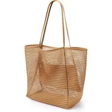 Bolsa de Praia KALIDI em Nylon Mesh, Bolsa Casual Dobrável para Mulheres, Capacidade Máxima de 23L, Bolsa de Ombro para