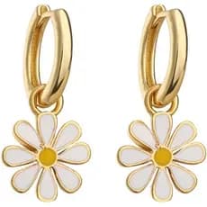 Brincos Pendentes Pequenos em Forma de Flor Margarida para Mulheres e Meninas, Hipoalergênicos, Sem Níquel, Delicados Br