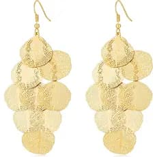 Brincos Pendentes Boho para Mulheres, Elegantes, Banhados a Ouro 14K, com Design de Folha em Filigrana, Brincos Longos -