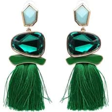 Brincos Pendentes Vintage Estilo Boêmio com Franjas e Strass, Brincos Retangulares Longos para Mulheres