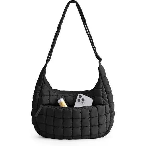 Bolsa Transversal Acolchoada Feminina BAGART, Leve, Estilo Puffer, Bolsa de Ombro Hobo, Essenciais para Viagens Diárias