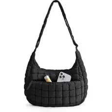 Bolsa Transversal Acolchoada Feminina BAGART, Leve, Estilo Puffer, Bolsa de Ombro Hobo, Essenciais para Viagens Diárias