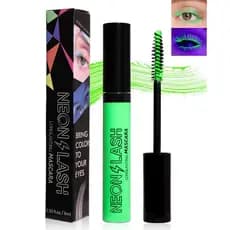 Máscara de Cílios UV Glow Colorida para Volume e Comprimento - 1 Unidade de Máscara Verde à Prova d'Água para Cílios, Se