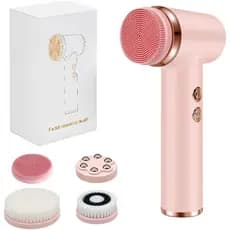 Escova Elétrica de Limpeza Facial, Escova para Limpeza Profunda e Esfoliação do Rosto com 4 Cabeças, à Prova d'Água e Re