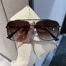 Novos Óculos de Sol Masculinos Transparentes Azuis Retro com Dupla Ponte para Condução, Proteção U XNIZ