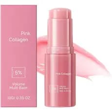 Bálsamo Multiuso de Colágeno Rosa para Volume, Bálsamo Facial Anti-Idade Multiuso para a Área dos Olhos, Pescoço, Testa