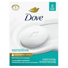 Sabonete em Barra Dove Sensitive, 8 Barras para Pele Sensível, Sem Fragrância e Hipoalergênico 3,75 oz