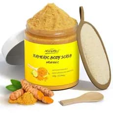 Esfoliante corporal de cúrcuma e vitamina C, esfoliante que melhora manchas e acne, limpa profundamente, suaviza a pele