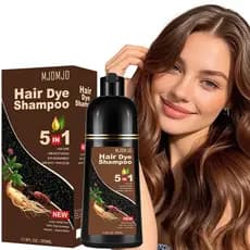 Shampoo Tintura Instantânea para Cabelos Escuros – 5 em 1: Coloração e Cuidado Natural para Cobertura de Cabelos Brancos
