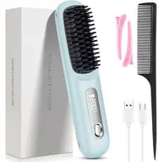 Go Brush Pro, Nova Escova Alisadora Sem Fio 2026, Mini Escova Alisadora Portátil à Prova de Queimaduras com Três Configu