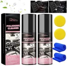 Kit com 2 produtos de limpeza e polimento, spray de limpeza para interior de carro, spray de limpeza e renovação complet