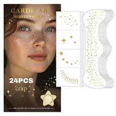 GlitterFreckles, 24PCS Tatuagens Temporárias de Rosto com Glitter, Sardas Brilhantes para Mulheres, Tatuagens Temporária