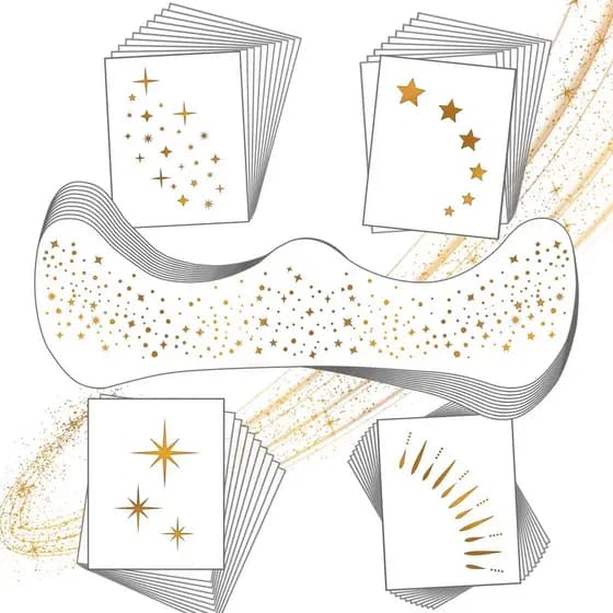 20 Patches de Maquiagem para o Rosto Dourados, Sardas Brilhantes para Adolescentes e Mulheres Jovens, Patches de Maquiag