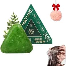 Sabonete sólido triangular natural, sabonete sólido natural sete-verdes, sabonete sólido de erva U-nan e água de arroz g