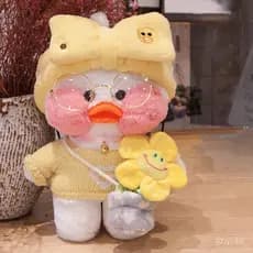 Pelúcia de pato amarelo Lalafanfan, com ácido hialurônico e óculos, boneco de pato de papel fofo, brinquedo infantil AMT