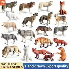 Modelos de Lobo, Raposa, Hiena, Figuras Realistas de Animais da Selva e Zoológico, Decorações para Bolos Edu IRM0