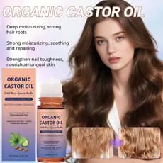 Óleo de Rícino em Roll-On com Esfera de Quartzo Rosa para Rosto, Cílios e Sobrancelhas, Prensado a Frio, Sem Hexano – Fr