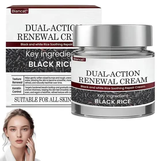Creme Renovador de Dupla Ação Keratin Erase, Creme Reparador de Arroz Preto e Branco, Reduz Eficazmente as Imperfeições