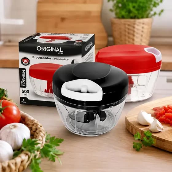 Mini Processador Manual Alimentos 500ml Triturador Fatiador