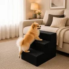 Escada Escadinha Pet para Cães e Gatos Madeira e Tecido Premium Espuma Macia D-26 Cor Preta